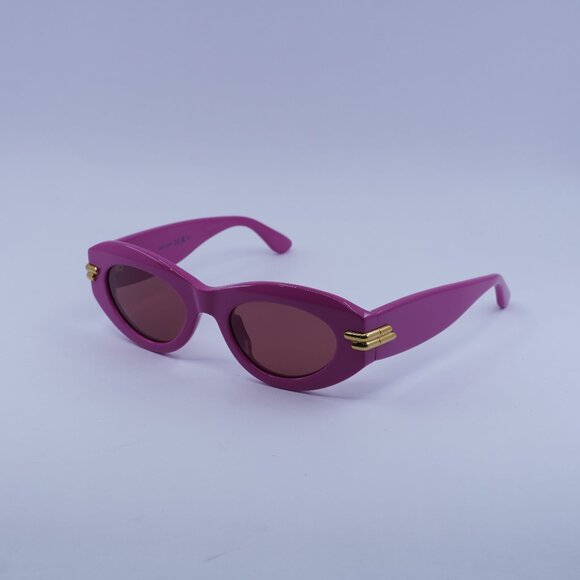 Bottega Veneta BV1322S 004 Sunglasses Fuchsia Cat Eye Frame, Red Lenses - Picture 1 of 10